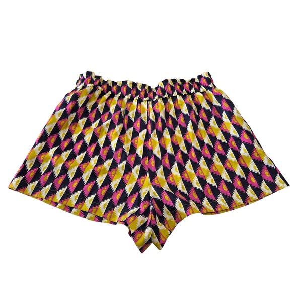 Anthropologie Pink Yellow Ikat Geometric Paperbag Waist Shorts OB1613131 Large - Picture 4 of 9